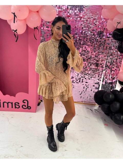 Bluzka w stylu boho koronkowa beżowa La Milla