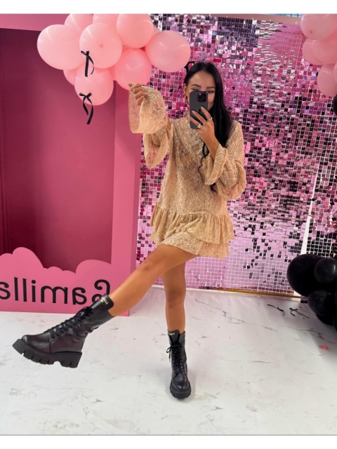 Bluzka w stylu boho koronkowa beżowa La Milla