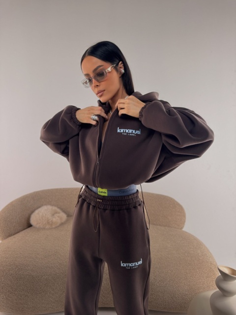 Dres CREAMY czekolada bluza i spodnie La Manuel