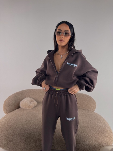 Dres CREAMY czekolada bluza i spodnie La Manuel