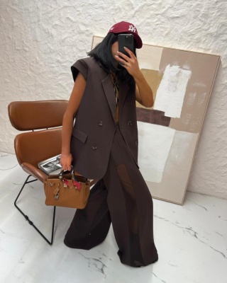 Kamizelka brązowa garniturowa La Milla