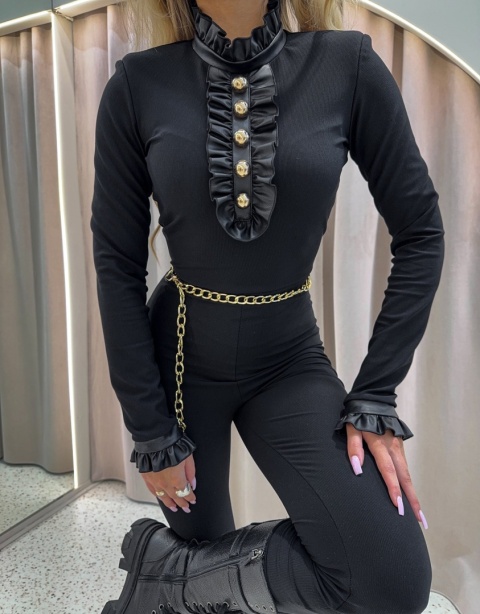 Kombinezon ze skórzanym żabotem La Monne