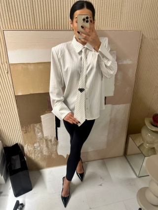 Koszula z krawatem biała w paski La Milla