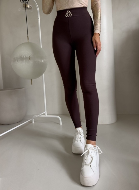 Legginsy FIT Logo czekoladowe By Me