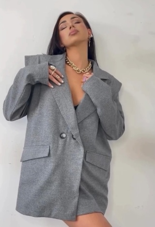 Marynarka oversize z poduszkami WIGILIA szara La Milla