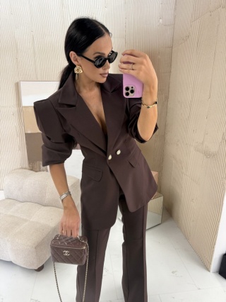 Marynarka z poduchami WIGILIA2 czekoladowa brązowa La Milla