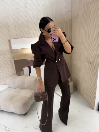 Marynarka z poduchami WIGILIA2 czekoladowa brązowa La Milla