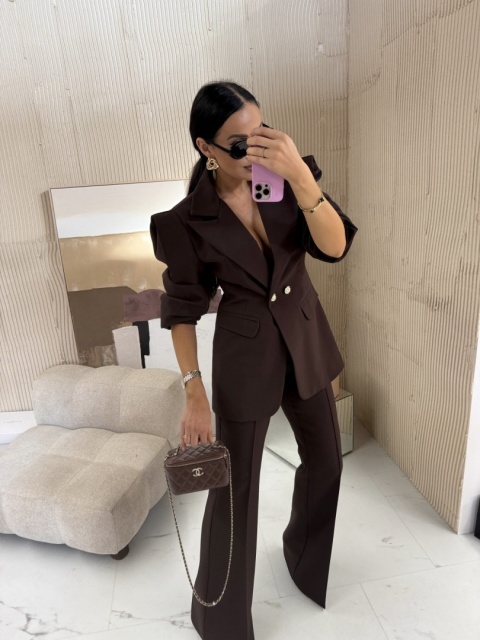 Marynarka z poduchami WIGILIA2 czekoladowa brązowa La Milla