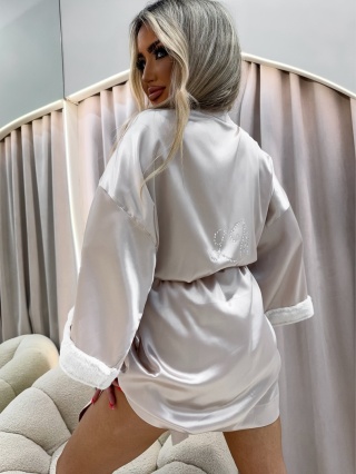 Piżamka - komplet 3 częściowy satynowy jasny beż La Monne
