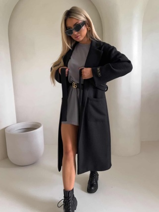 Płaszcz z domieszką wełny BOSS czarny By Me