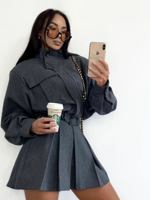 Plisowane spódnico spodenki grafit La Milla