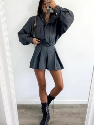 Plisowane spódnico spodenki grafit La Milla