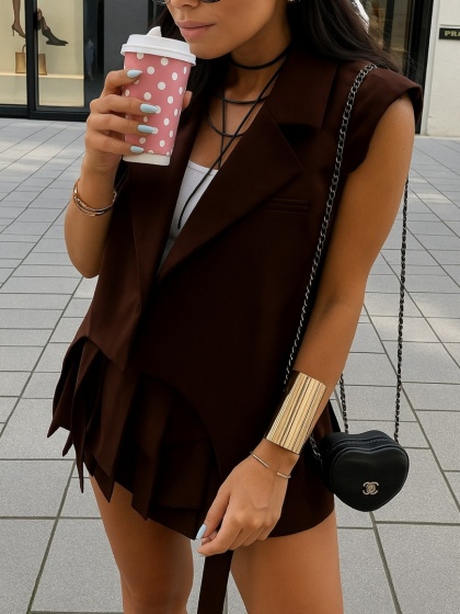 Spódnico spodenki podwójne pliski czekoladowe La Milla