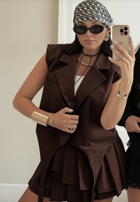 Spódnico spodenki podwójne pliski czekoladowe La Milla