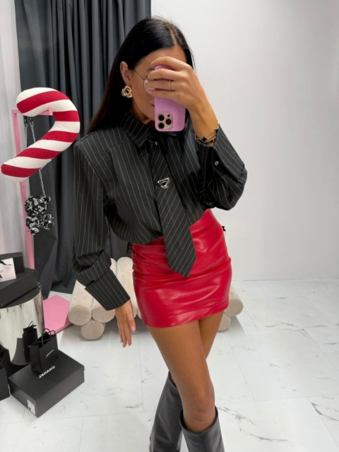 Spódniczka mini z ekoskóry czerwona La Milla