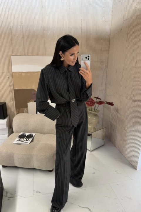 Spodnie z szeroką nogawką w paski czarne La Milla