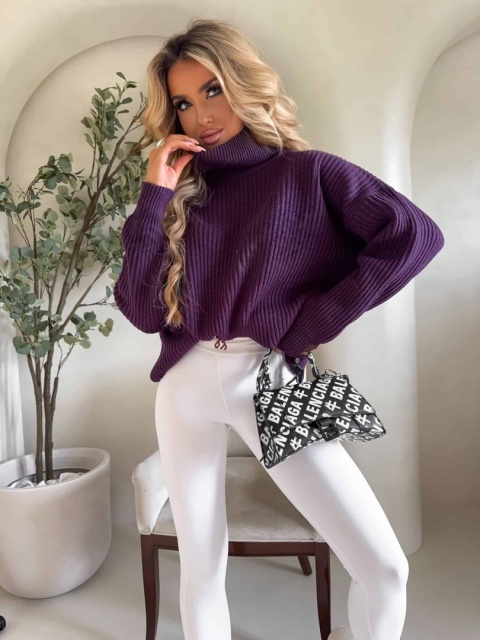 Sweter golf LAVER śliwka By Me