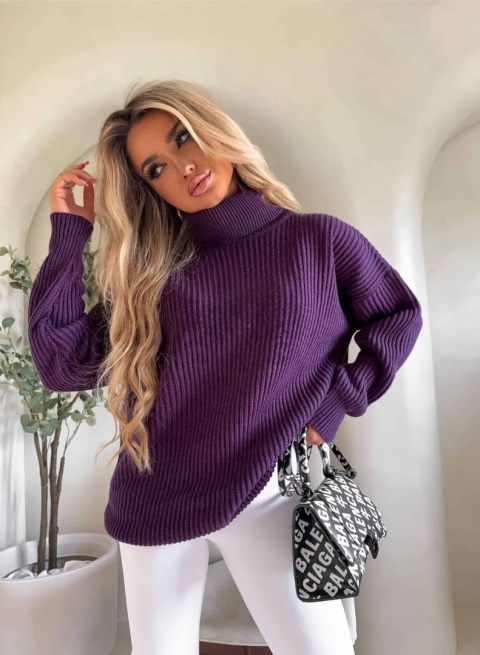 Sweter golf LAVER śliwka By Me