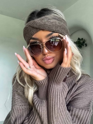 Sweter golf LAVER mleczna czekolada By Me