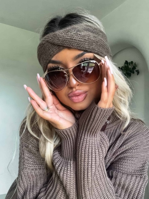 Sweter golf LAVER mleczna czekolada By Me