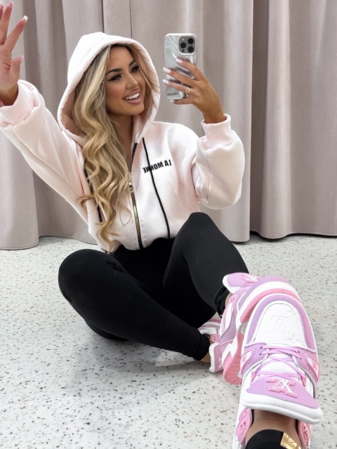 Bluza BELLA ZIP milky pink La Monne