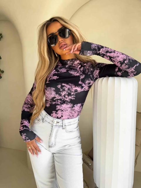 Bluzka SKIN print dior -jasny róż By Me