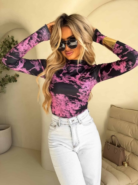 Bluzka SKIN print dior - mocny róż By Me