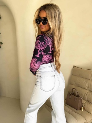 Bluzka SKIN print dior - mocny róż By Me