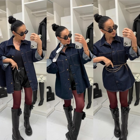 Koszula jeansowa oversize granat La Milla