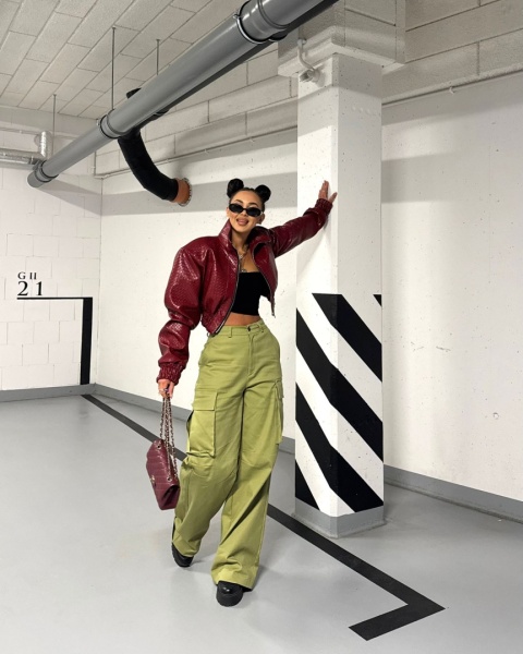 Kurtka ramoneska plecionka bordowa La Milla