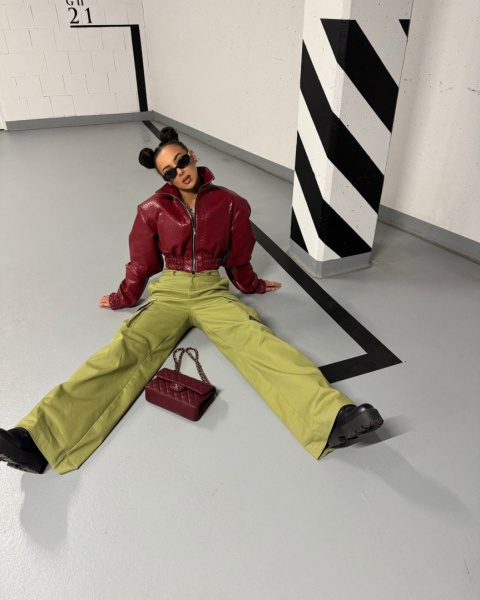 Kurtka ramoneska plecionka bordowa La Milla