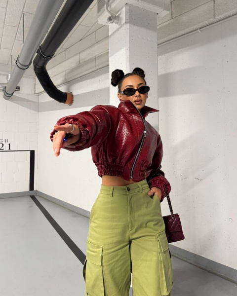 Kurtka ramoneska plecionka bordowa La Milla