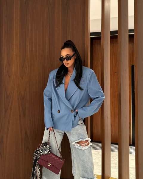 Marynarka z widocznymi szwami niebieska La Milla