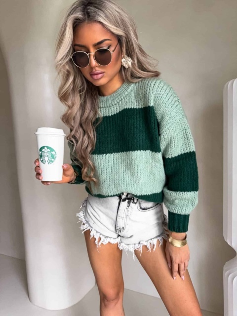 Sweter LEGEND pasy zieleń By Me