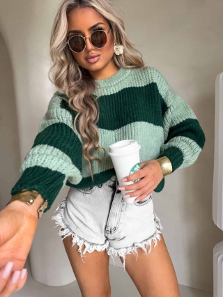 Sweter LEGEND pasy zieleń By Me