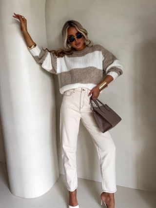 Sweter LEGEND pasy beż ecru By Me