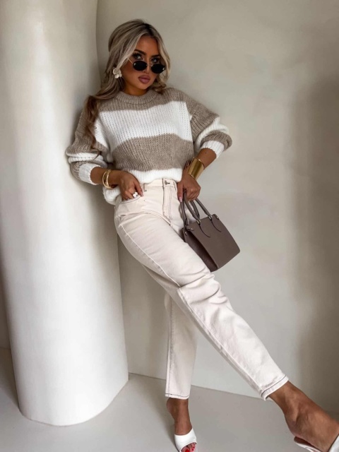 Sweter LEGEND pasy beż ecru By Me