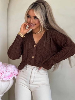 Sweter WOOD brązowy czekoladowy By Me