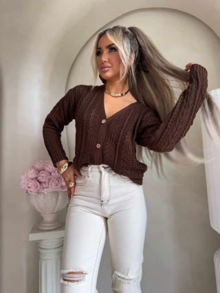 Sweter WOOD brązowy czekoladowy By Me