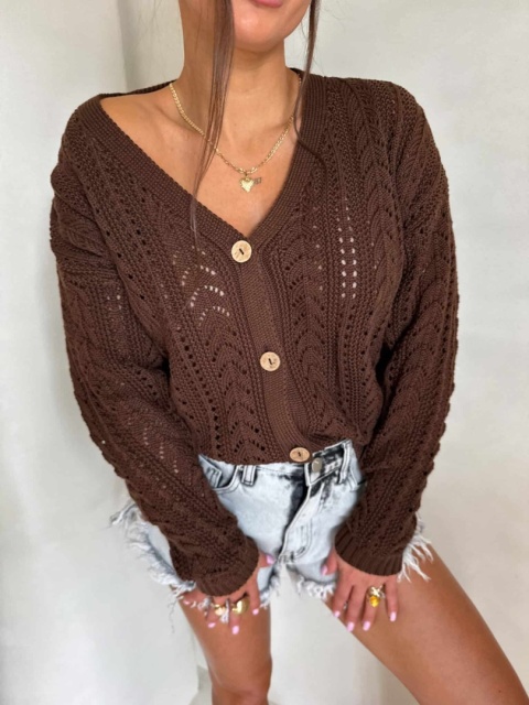 Sweter WOOD brązowy czekoladowy By Me