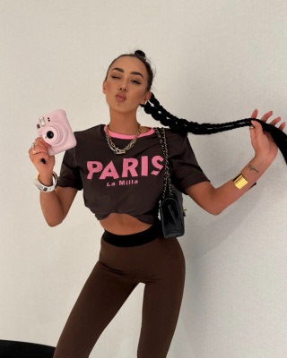 T-shirt PARIS czekoladowy brązowy LA Milla