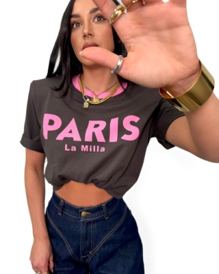 T-shirt PARIS czekoladowy brązowy LA Milla