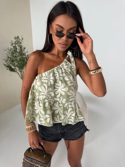 Top FLORAL olive La Manuel