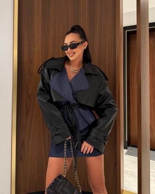 Trencz ze wstawkami z eko skóry La Milla