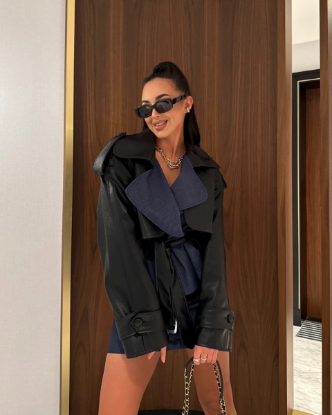 Trencz ze wstawkami z eko skóry La Milla