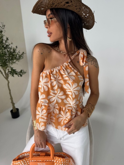 Top FLORAL orange La Manuel