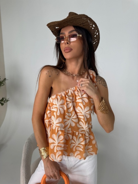 Top FLORAL orange La Manuel