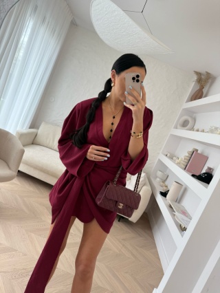 Kopertowa sukienka KIMONO bordowa La Milla