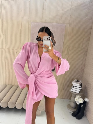 Kopertowa sukienka jasny róż KIMONO La Milla