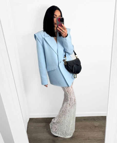 Marynarka oversize z poduszkami WIGILIA baby blue La Milla